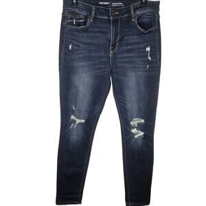 Old Navy Jeans Rockstar Super Skinny Distressed Dark Wash size 10